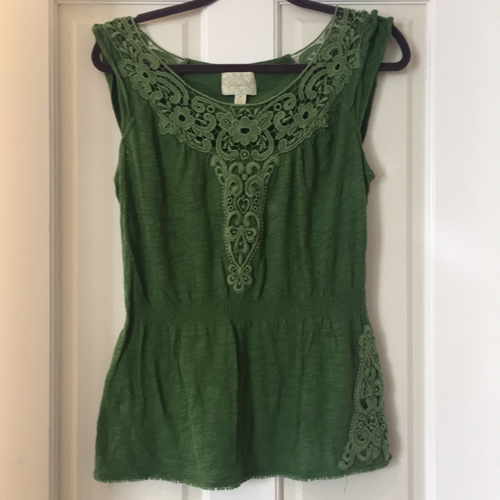 ANTRHO Deletta Green Crochet Top